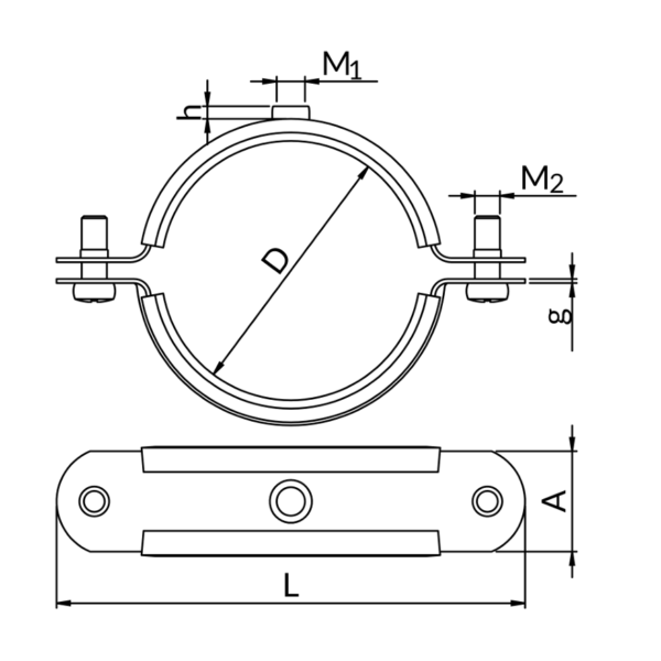 مشبك تعليق الأنابيب بأقطار 24-20مم يأتي بدون مسمار التثبيت بالحائط   Pipe Clamp 20-24mm    UPGB-1/2BK - Image 2