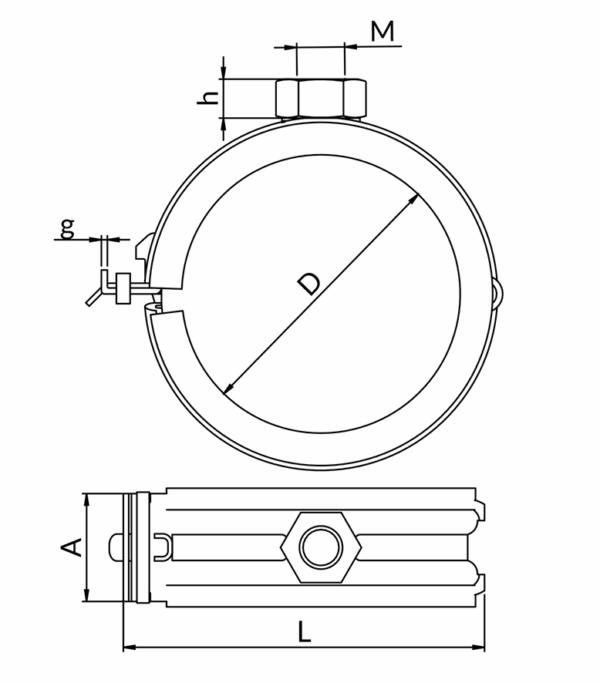مشبك تعليق الأنابيب بأقطار 49-48مم سهل الاستخدام     Pipe Clamp 48-49mm UPGSB-11/2BK - Image 4